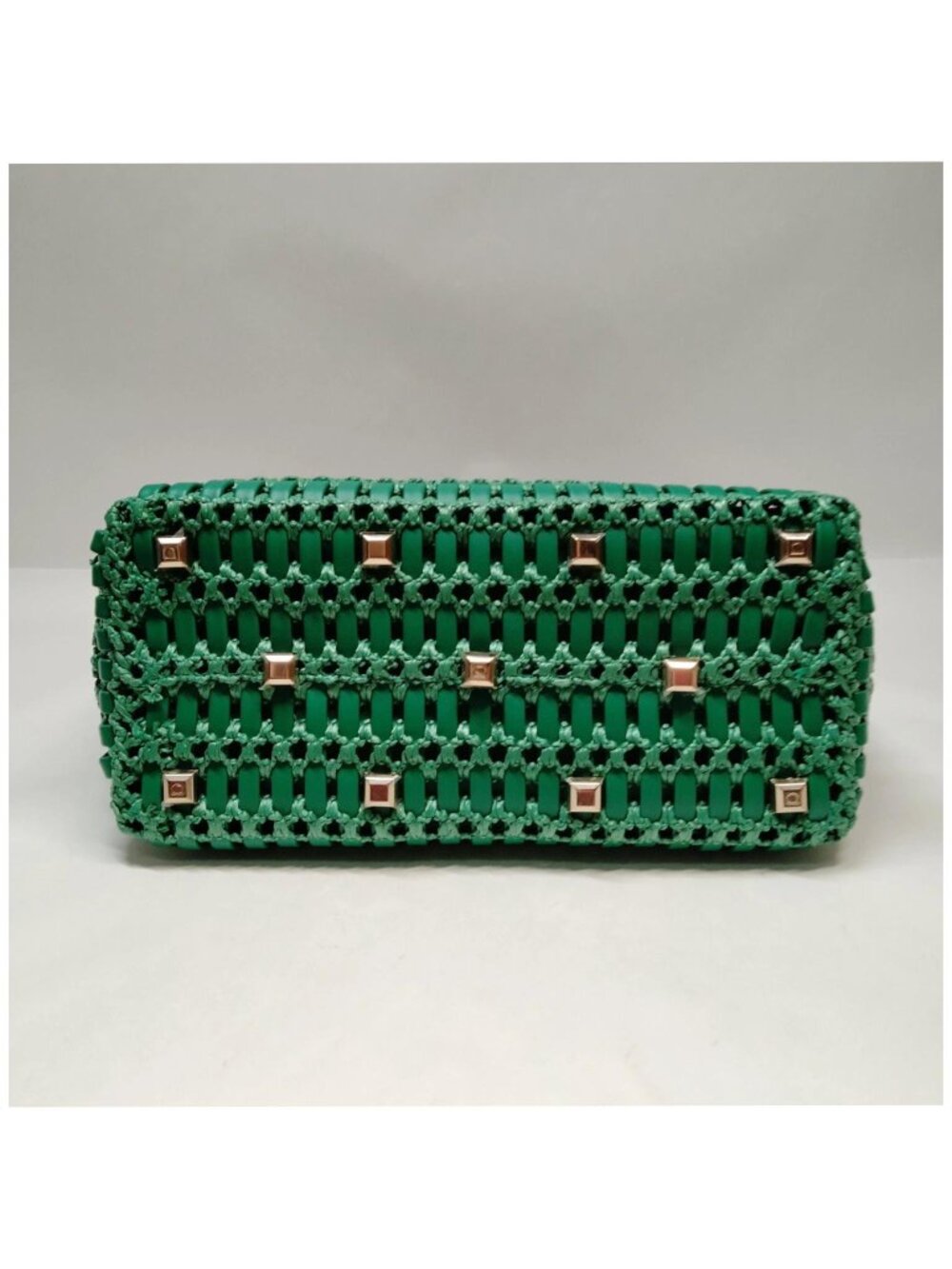 Authentic Salvatore Ferragamo Studio Woven Leather Tote Bag Green Gancini Luxury - Picture 6 of 16